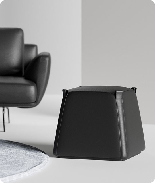 Cube Genuine Leather Lounge Stool